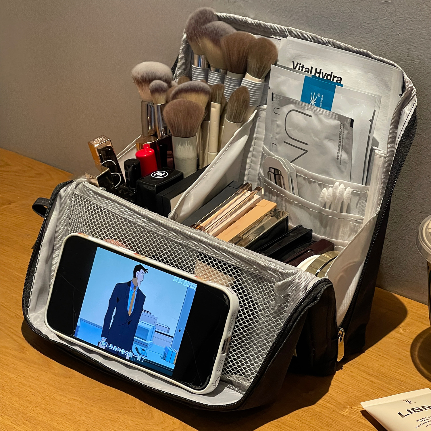 Bolsa de cosméticos tridimensional para mujer portátil de gran capacidad bolsa de almacenamiento de zona de cosméticos bolsa de lavado de viaje bolsa de cepillo de cosméticos