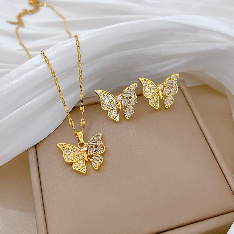 Set collana e orecchini farfalla gioielli stile elegante_voghion.com