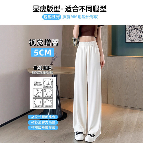 Black wide-leg pants for women's spring and autumn 2025 new style high-waist drag-down small casual narrow version straight suit pants
