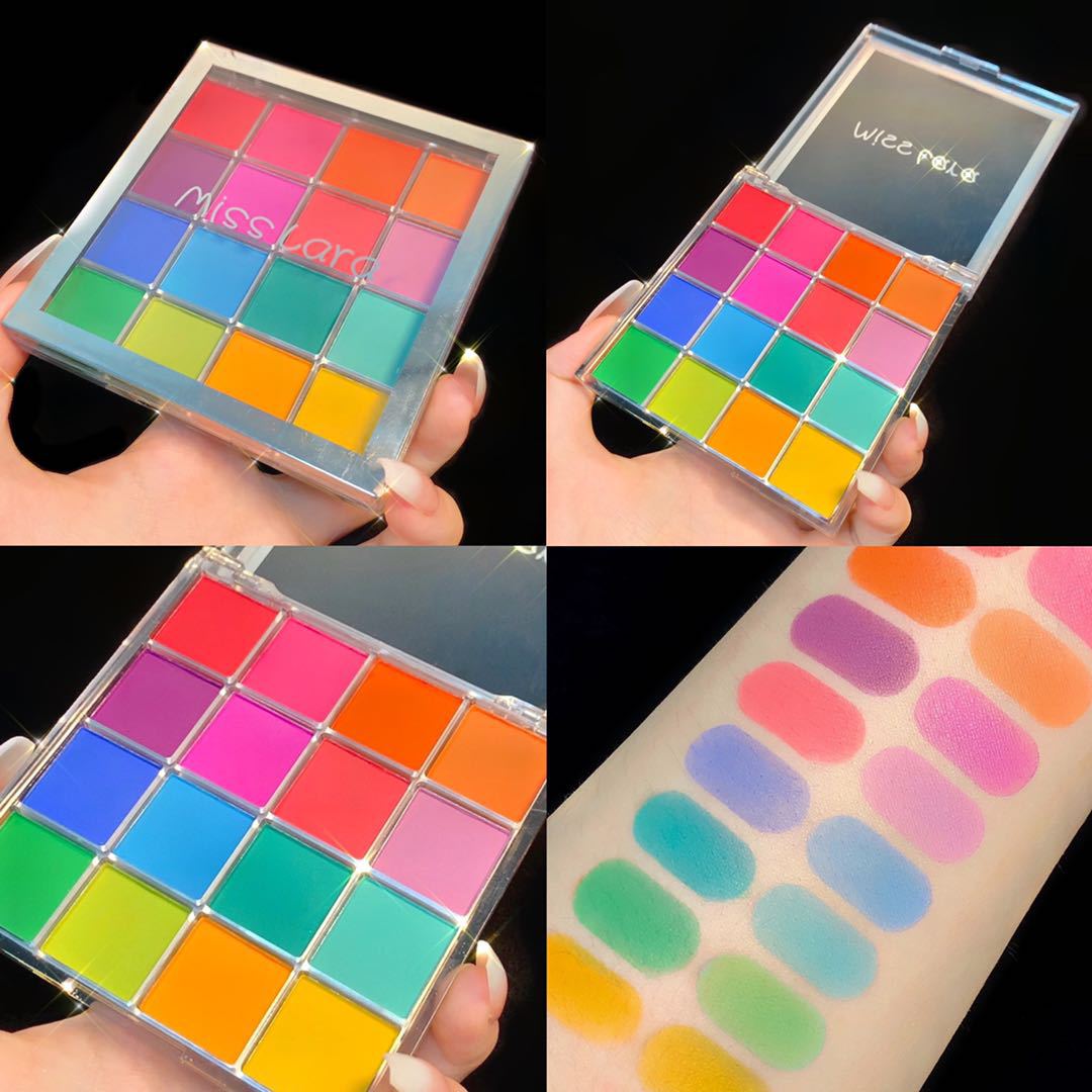 Miss Lara16 Colorful Rainbow Palette Eye Shadow Palette Colorful Matte Macaron Palette Performance Makeup Eye Shadow Cross-Border Makeup