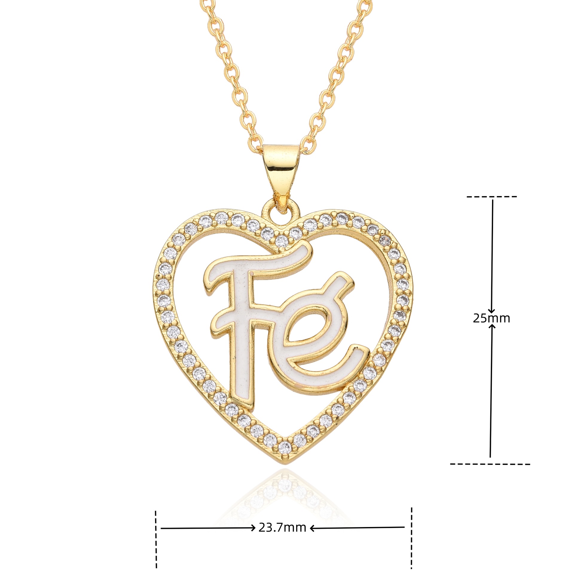 Women's Gender Copper Cable Chain Enamel Inlay Letter Heart Shape Zircon Pendant Necklace