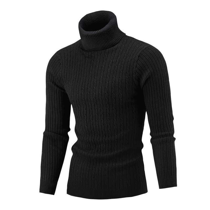 Men's Autumn and winter new high collar color Fried Dough Twists bottoming sweater men_voghion.com