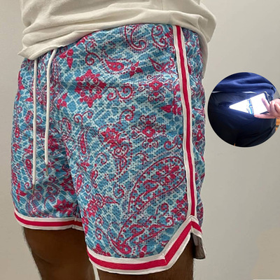 跨境新款夏季潮流迷彩运动休闲短裤男士网眼透气肌肉健身训练裤子