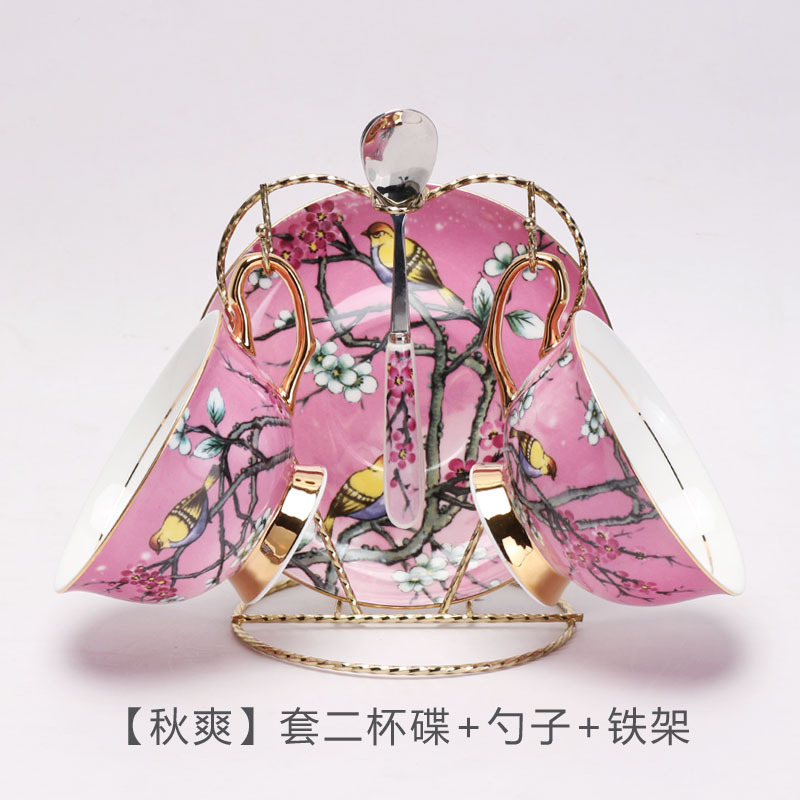 Luz de estilo europeo de lujo hueso China taza de café y platillo traje británico té de la tarde juego de gama alta exquisita novias regalo