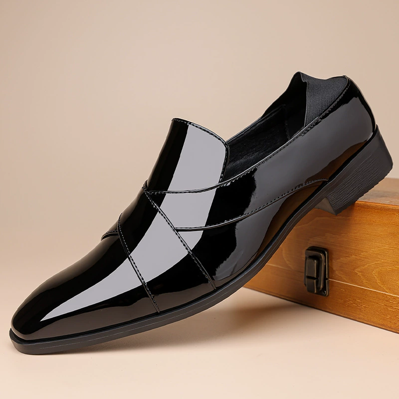 Популярные деловые мужские туфли Amazon, трансграничные лакированные кожаные туфли в британском стиле, повседневные дышащие кожаные туфли без шнуровки