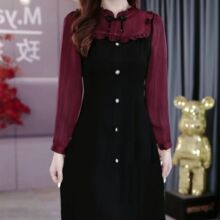 高级时尚简约长袖连衣裙显瘦洋气减龄2025春季新款中老年女装裙子