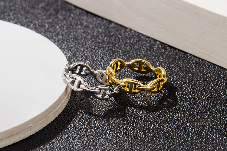 18K Real Gold Plated, Platinum Plated Plating Material Stone-Free Inlay Material 1 Piece 925 Sterling Silver Geometric Rings