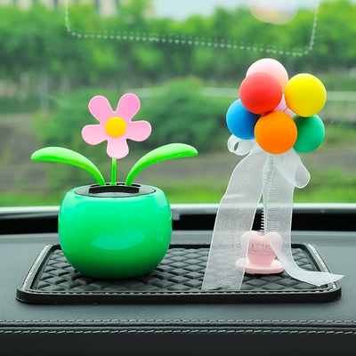 Car ornaments car center console decorations - green-sunflower-color-balloon-mat