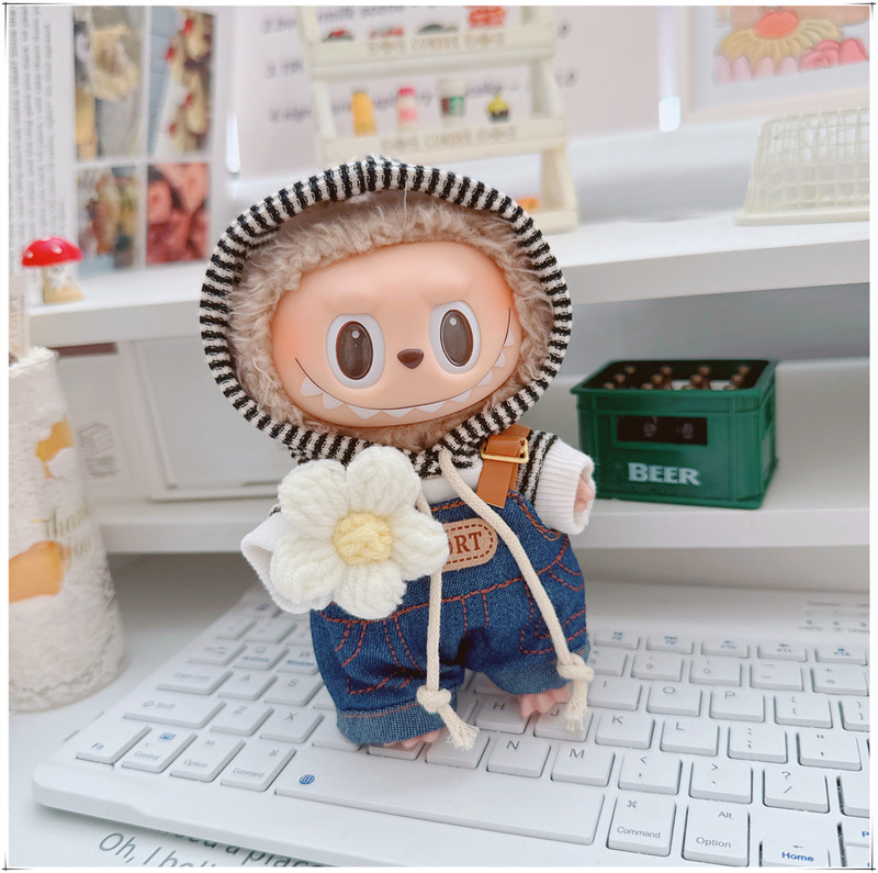 17cm布の布のlabubuの子供服のdimooのゴムの子供服のluluのブタの子供の3歳のtシャツの花のバックのズボン|undefined