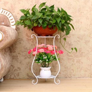 60 #   Manufacturer Wholesale European Iron Flower Stand Double-Layer Indoor Potted Flower Pot Stand Balcony Outdoor Floor-Standing Flower Table
