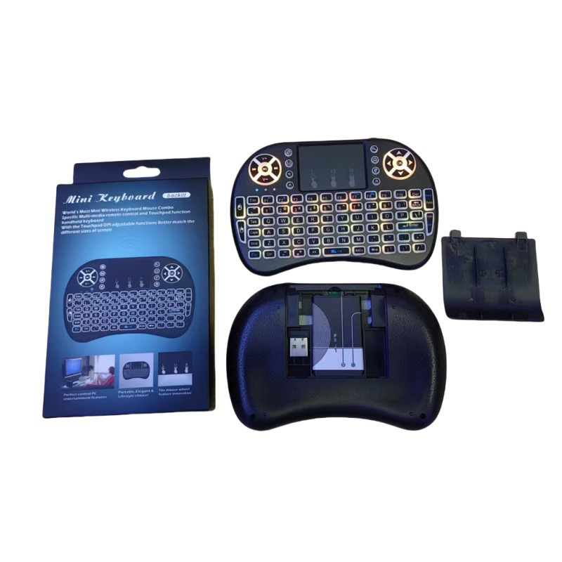 I8 teclado retroiluminado de tres colores 2.4G aerotransportado control inteligente remoto mini teclado mini teclado