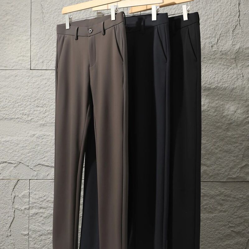 Four-Proof Black Technology Autumn Men's Small Straight Four-Way Elastic Breathable Solid Color Commuter Sports Casual Long Pants Trendy