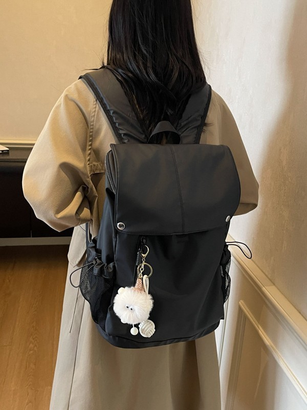 跨境休闲大容量尼龙布女双肩包2025新款通勤百搭后背包大学生书包|undefined
