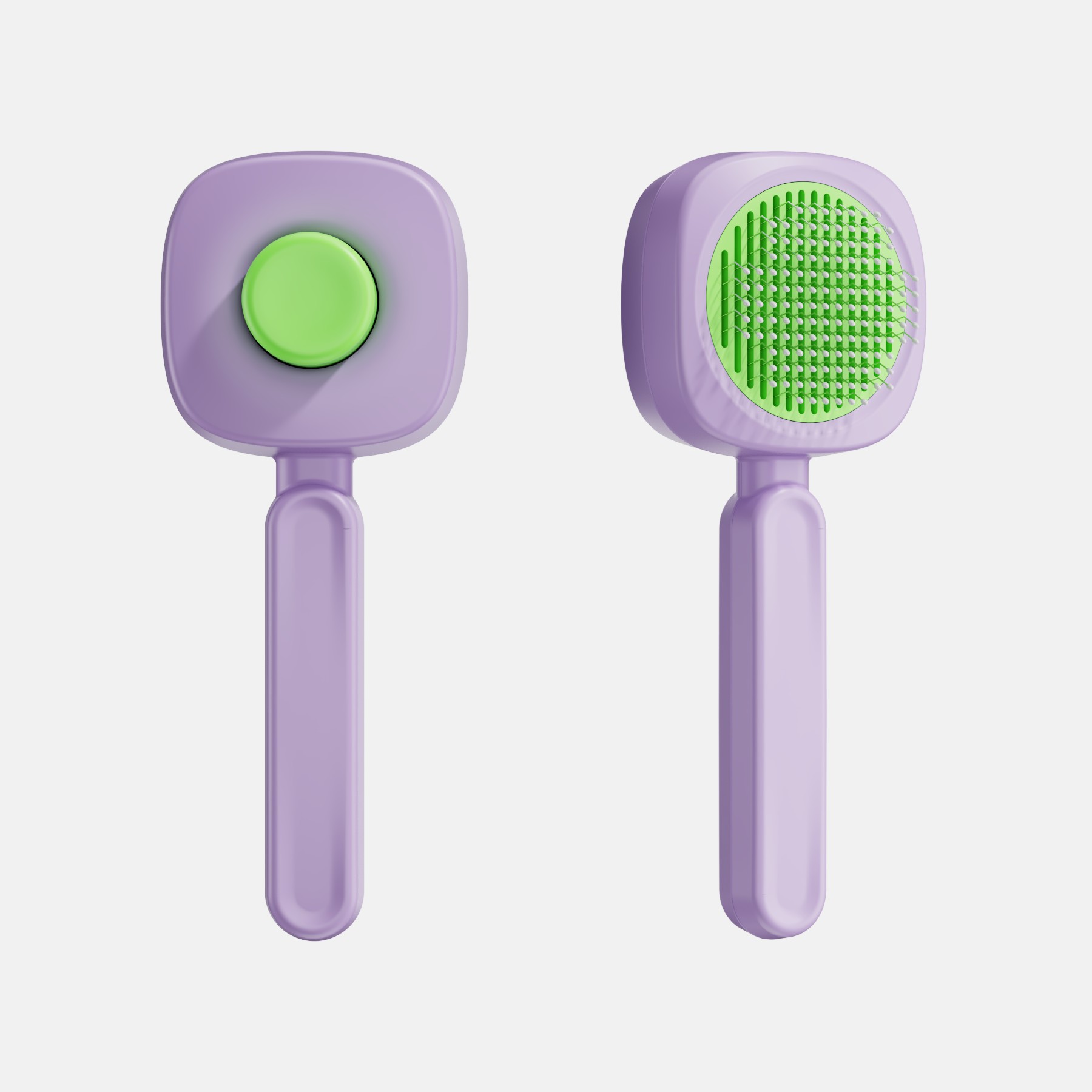 Hawo peine de autolimpieza para mascotas al por mayor peine de masaje universal para gatos y perros redondo mango suave cepillo de aguja de acero autolimpiante peine de depilación