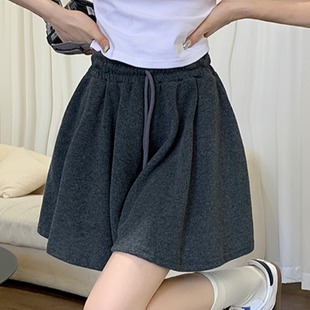 Plus size drawstring A- line casual wide-leg culottes summer new chubby girl elastic waist drape sports shorts cross-border