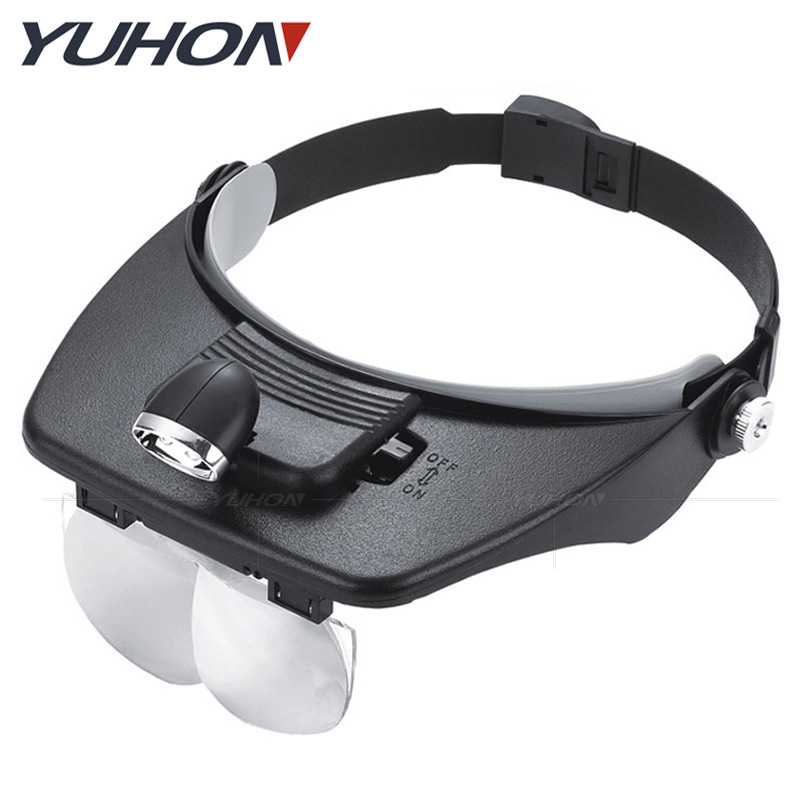 头盔式两个LED维修多种倍数组合阅读维修芯片头戴放大镜 81001-A