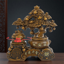 厂家直销发财树摆件可旋转金蟾家居店铺开业礼品树脂工艺品批发