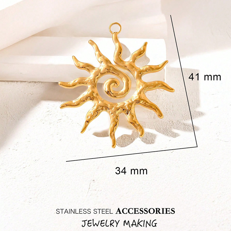 Cross-Border New Stainless Steel Sun Pendant DIY Necklace Earrings Ring Pendant
