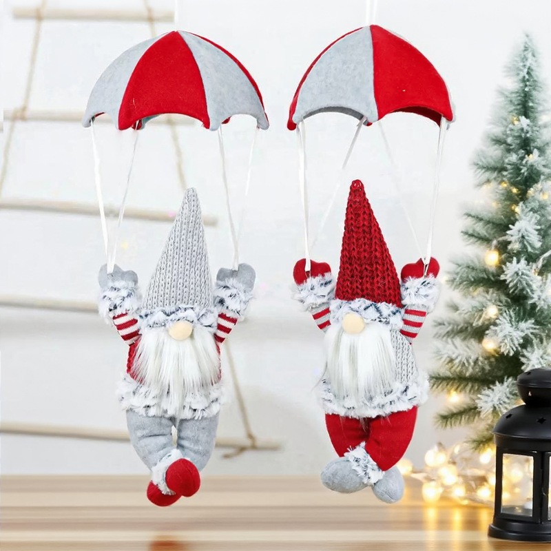 クリスマス装飾ショッピングモール店舗シーンレイアウトホリデーデコレーションクリスマス顔のないスカイダイビング老人パラシュートペンダント|undefined