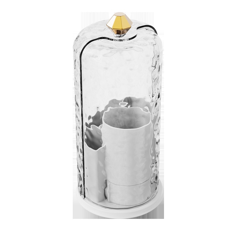 Tubo de almacenamiento de pinceles de maquillaje giratorio a prueba de polvo, caja de almacenamiento de cosméticos de escritorio, tocador, portalápices, estante de lápiz labial