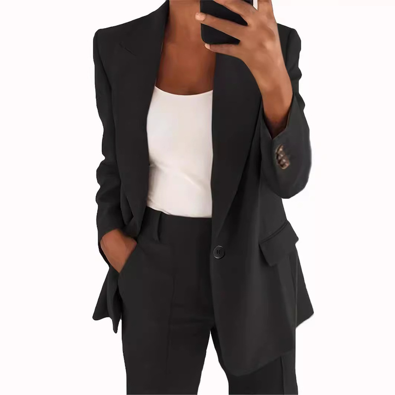 2024 Cross-Border Spring & Fall New European and American Fashion Lapel Slim Cardigan Elegant Suit Jacket Pants Suit for Women 2024 Cross-Border Spring & Fall New European and American Fashion Lapel Slim Cardigan Elegant Suit Jacket Pants Suit for Women
