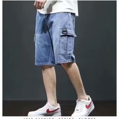 Temperament fashion ins trend shorts summer Internet celebrity gray tooling men's jeans five-point simple unbranded Harajuku