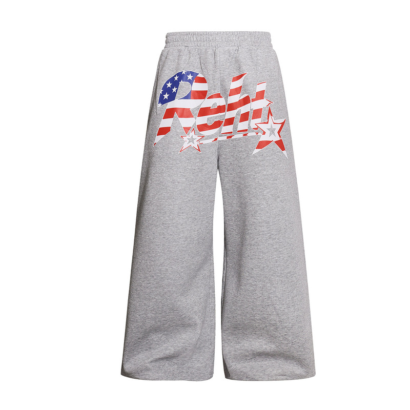 Magic Bear's new American-style light retro Union Jack flag print sweatpants are loose-fitting, suitable for street dance and hip-hop, and feature a wide-leg casual design