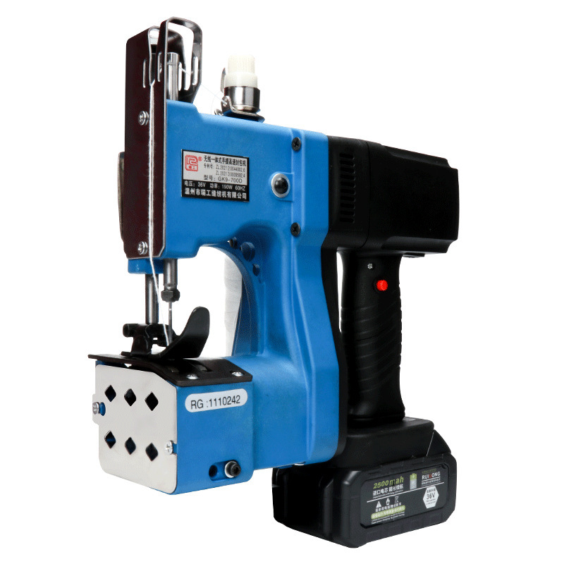 RuiGong 700D integrado inalámbrico cargador envasador portátil mini litio al aire libre máquina de coser trenzado máquina de empaque