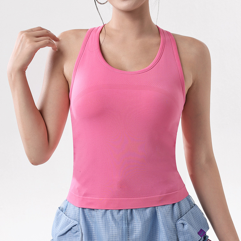 Primavera y verano a prueba de choques se reúnen fijos una taza deportiva chaleco de yoga de carácter I-Women belleza trasera aire permeable chaleco de fitness