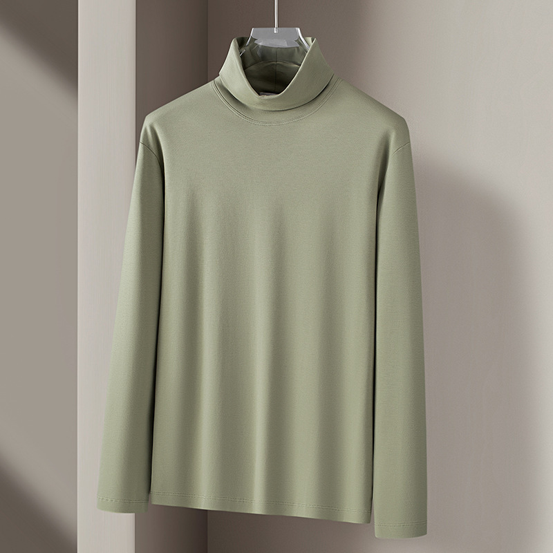 液体アンモニアシルケットコットンタートルネックボトリングシャツメンズ春秋帯電防止長袖Tシャツ肌に優しいインナートップミッドカラー|undefined