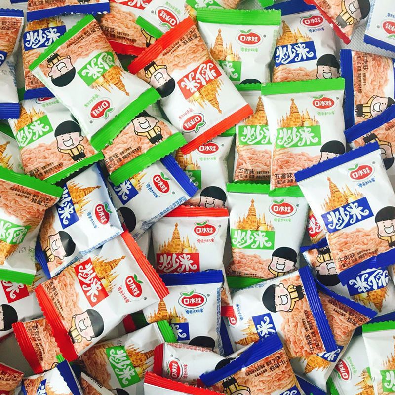 口水娃炒米糯米网红零食品泰国风味大礼包膨化小吃牛肉味整箱批发