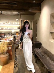 ホットガールホワイトリネンノースリーブチューブトップ女性の夏のオールドマネースタイルスーツカジュアルワイドレッグパンツ 2 点セット
