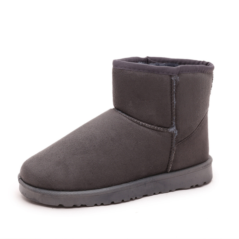Botas de nieve de invierno para estudiantes coreanas calentadoras con lana gruesa calentadoras de algodón plano de gamuz botas de nieve de tubo corto