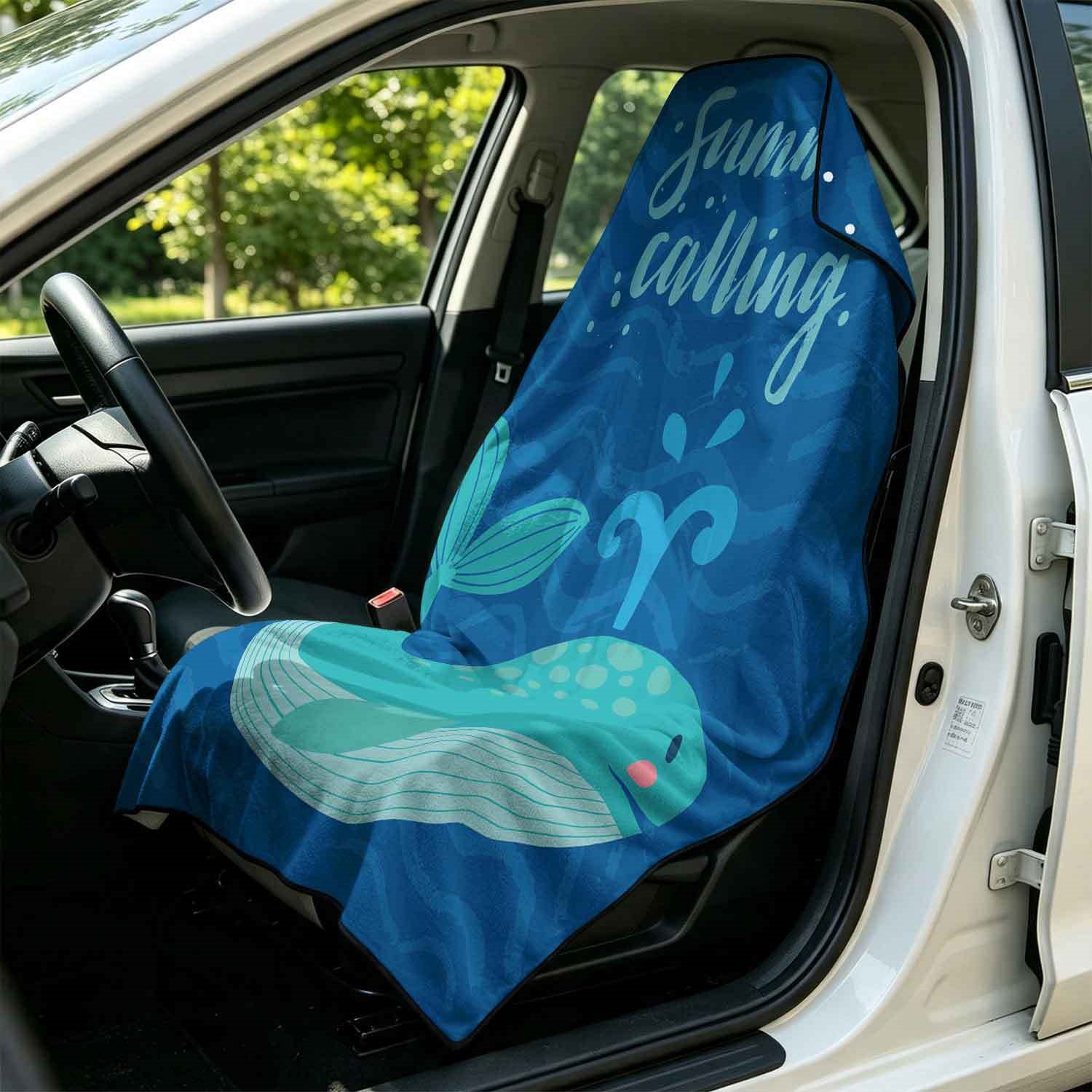 Summer bath towel and car seat cover 2-in-1, ultra-fine fiber outdoor beach and car dual-use universal seat cushion