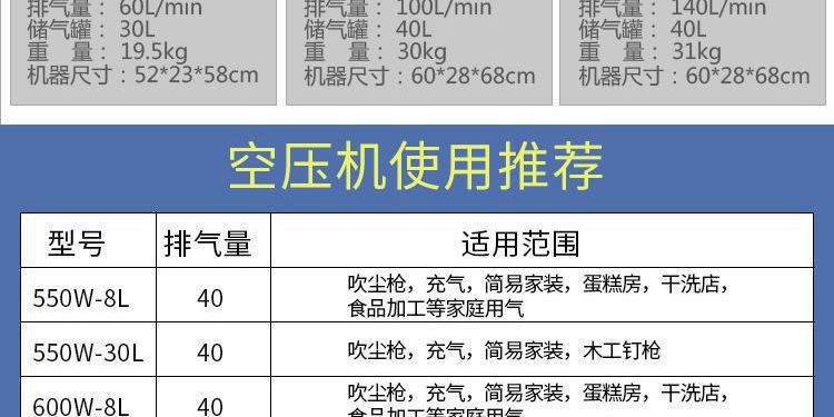 Small air compressor, air pump, woodworking spray paint pump, silent oil-free air compressor