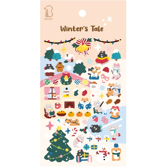 Sticker Sheet Bonito B6053 — Winter's Tale Christmas Animals, Paper 9.5×15 cm