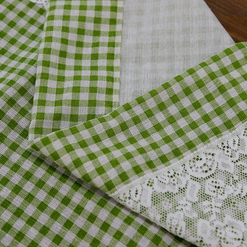 Nordischer Karomuster Türvorhang Mit Spitze Und Stangendurchzug_voghion.com