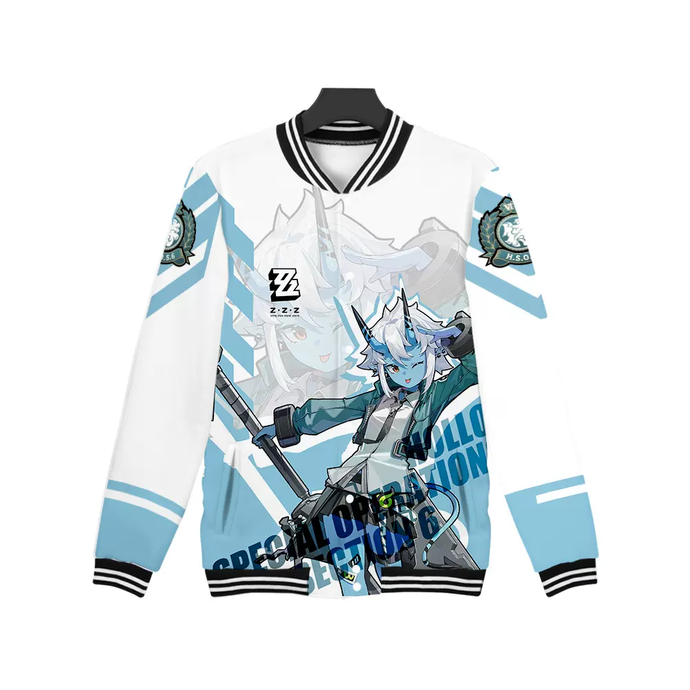 新游Zenless Zone Zero绝区零3D印花棒球衫立领棒球服外套开衫