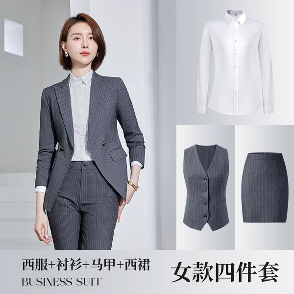 Women - Gray suit + 901 shirt + skirt + vest