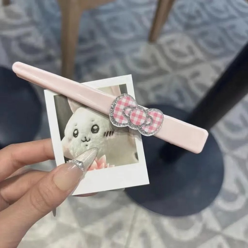 可爱HelloKitty无痕侧边刘海夹子甜美少女心长款闪粉tk猫咪鸭嘴夹|undefined