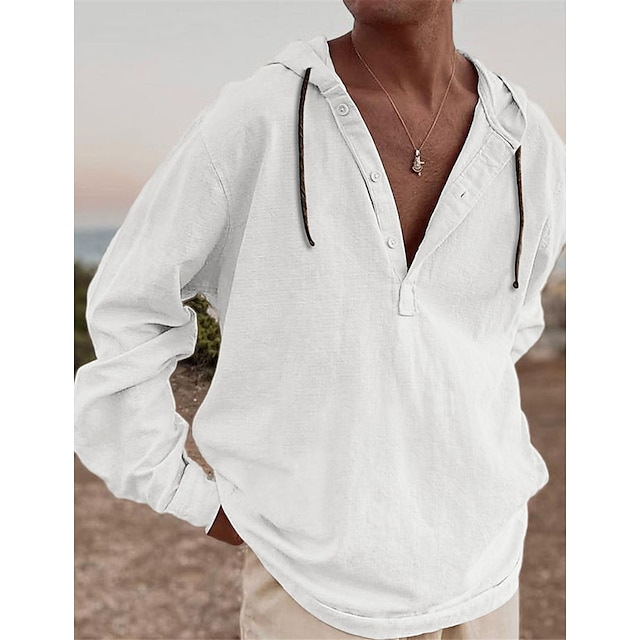 2023 new AliExpress cotton and linen shirt hooded sweater long sleeve hooded spring and summer casual daily clothing · popular