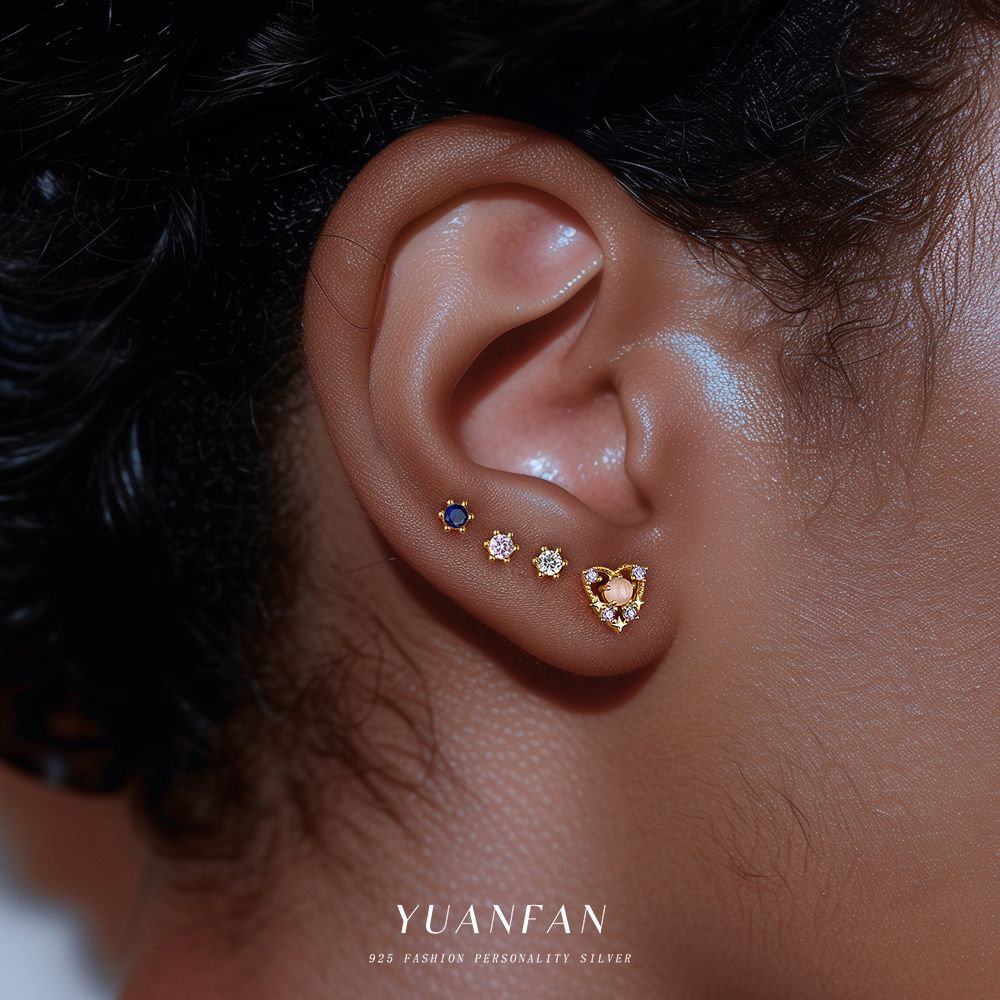 2g Weight Long-Lasting Plated Gold Plating Process 925 Sterling Silver Ear Needle Material 18K Real Gold Plated Plating Material Zircon Inlay Material Small Stud Earrings Classification 1 Piece, 1 Pair Quantity Casual, Daily Occasion 925 Sterling Silver Material Star, Moon, Heart Shape Pattern Women's Gender Basic, Simple Style Style 925 Sterling Silver Star Moon Heart Shape Zircon Small Stud Earrings 1