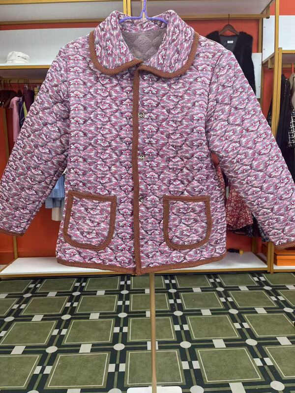 中老年妈妈棉袄短款棉衣翻领保暖加绒加厚奶奶冬装棉服上衣外套女|undefined