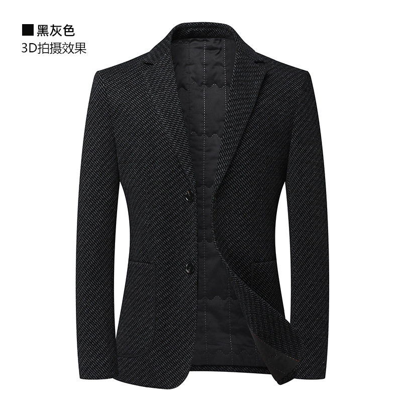 Áo vest nam dáng thon nhồi bông dày dặn không cần ủi phong cách Hàn Quốc, áo khoác tây đơn giữ ấm — Xanh lam đậm, Đen Xám chi tiết 15