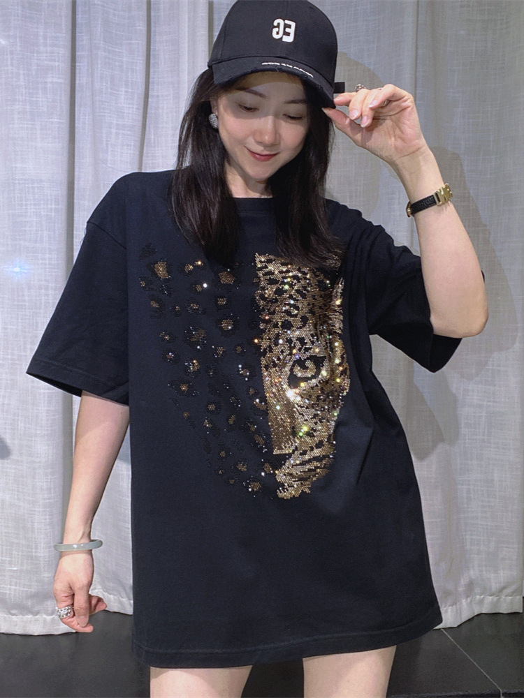Cotton fashionable trend short sleeve T-shirt with a round collar…