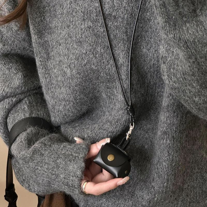 可爱小巧皮质包包挂件项链女零钱包吊坠日常百搭皮绳长款挂脖配饰|undefined