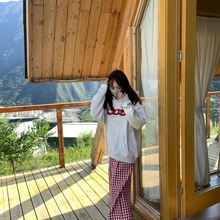 高街头运动休闲学生秋冬学院带帽上衣服帽衫印花连帽卫衣女装重磅