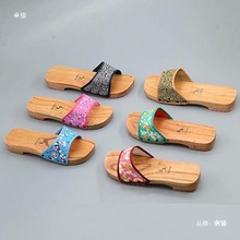 元真牌防滑居家情侣款木拖鞋男实木板鞋木屐休闲沐浴油漆面木鞋女