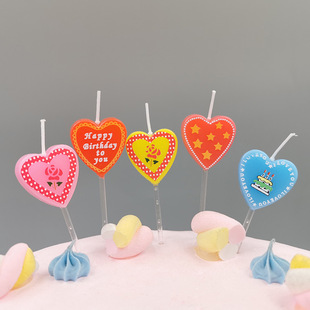 Belliang cartoon printing small love birthday candle colorful creative retro love cake decorative candle