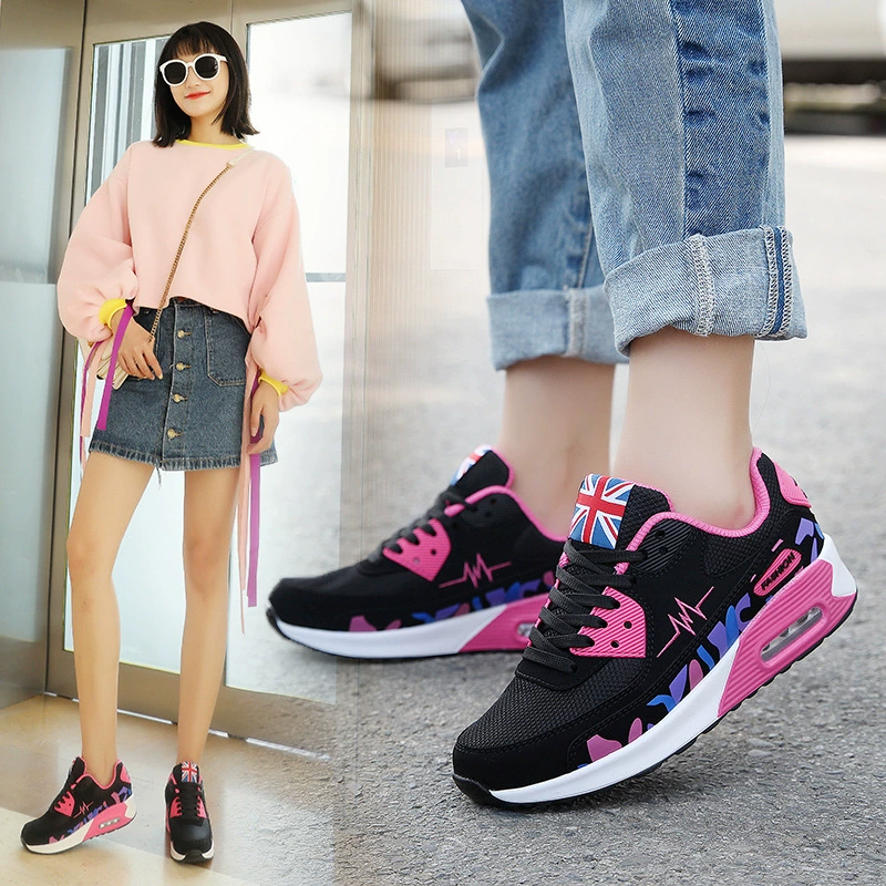 Весна 2022 Новая женская обувь Обувь на воздушной подушке Спортивная повседневная обувь Студенческая обувь в Корейском стиле Дорожная обувь Туфли на плоской подошве для женщин